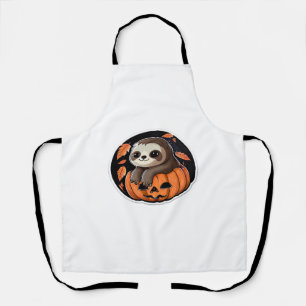 sloth pumpkin Halloween sticker Oversized T-Shirt Apron