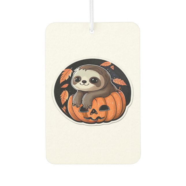 sloth pumpkin Halloween sticker Oversized T-Shirt Car Air Freshener (Front)