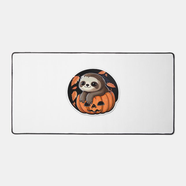 sloth pumpkin Halloween sticker Oversized T-Shirt Desk Mat (Front)