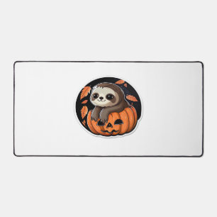 sloth pumpkin Halloween sticker Oversized T-Shirt Desk Mat