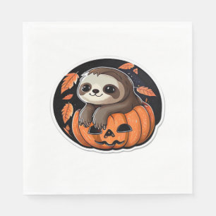 sloth pumpkin Halloween sticker Oversized T-Shirt Napkin