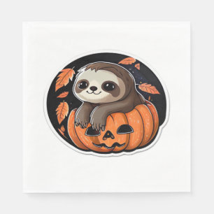sloth pumpkin Halloween sticker Oversized T-Shirt Napkin