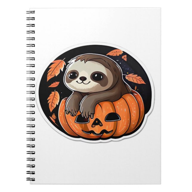 sloth pumpkin Halloween sticker Oversized T-Shirt Notebook (Front)
