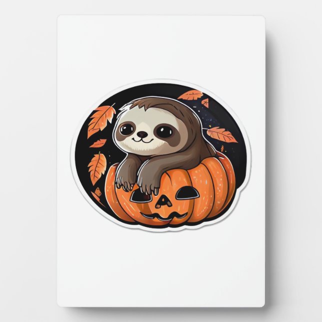 sloth pumpkin Halloween sticker Oversized T-Shirt Plaque (Front)