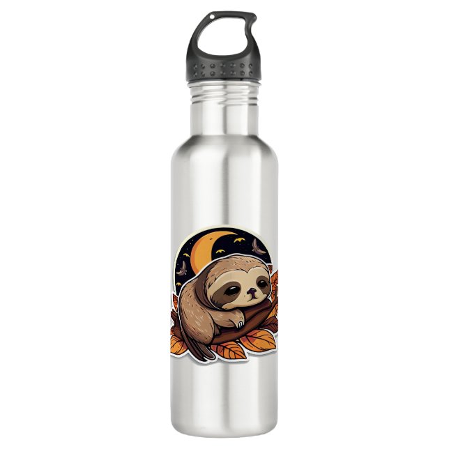 sloth pumpkin Halloween sticker style 2 Classic T- 710 Ml Water Bottle (Front)