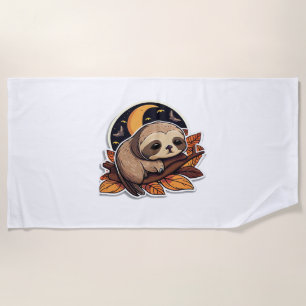 sloth pumpkin Halloween sticker style 2 Classic T- Beach Towel