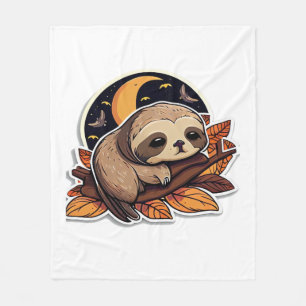 sloth pumpkin Halloween sticker style 2 Classic T- Fleece Blanket