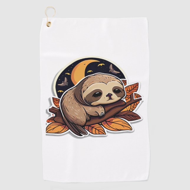sloth pumpkin Halloween sticker style 2 Classic T- Golf Towel (Front)