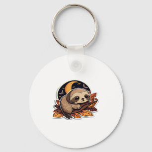 sloth pumpkin Halloween sticker style 2 Classic T- Key Ring