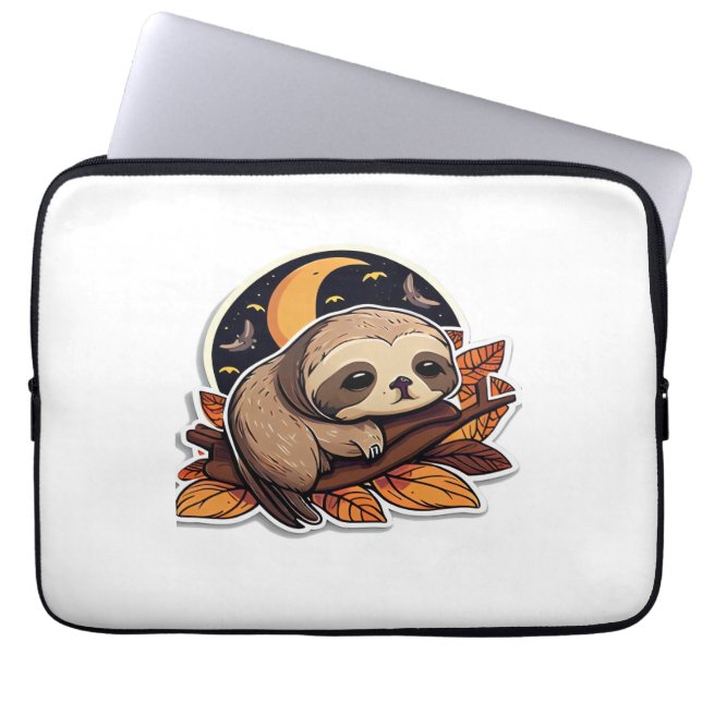 sloth pumpkin Halloween sticker style 2 Classic T- Laptop Sleeve (Front)