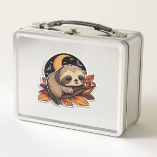 sloth pumpkin Halloween sticker style 2 Classic T- Metal Lunch Box