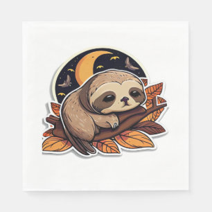 sloth pumpkin Halloween sticker style 2 Classic T- Napkin