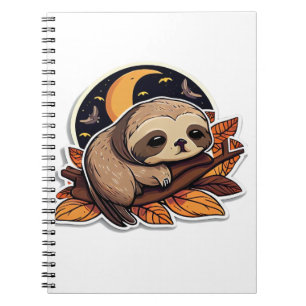 sloth pumpkin Halloween sticker style 2 Classic T- Notebook