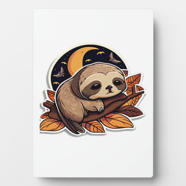 sloth pumpkin Halloween sticker style 2 Classic T- Plaque (Front)