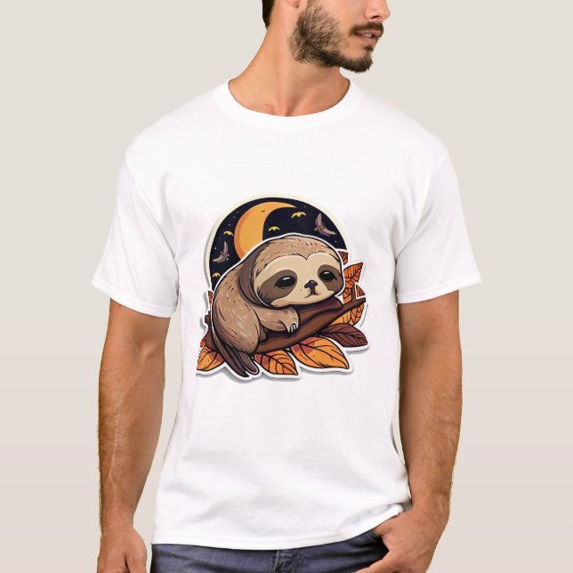 sloth pumpkin Halloween sticker style 2 Classic T- T-Shirt (Front)