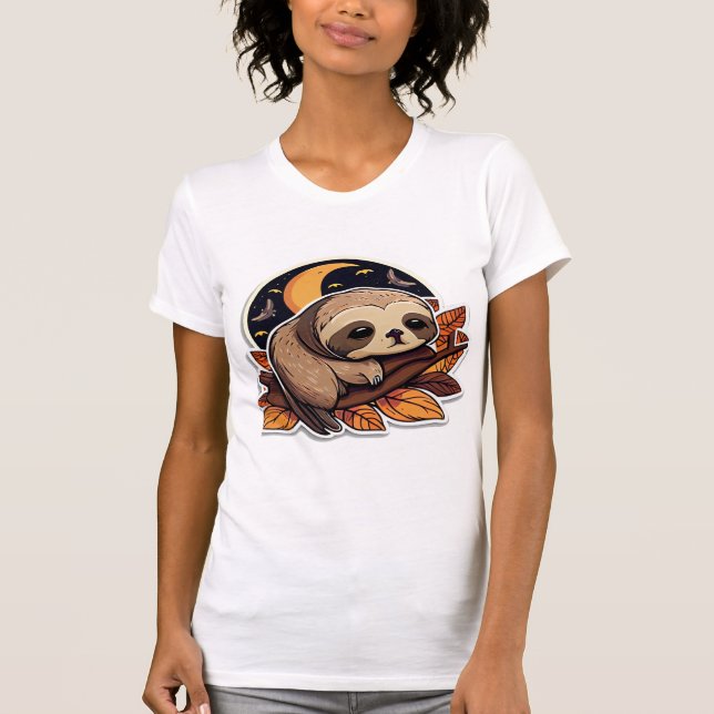 sloth pumpkin Halloween sticker style 2 Classic T- T-Shirt (Front)