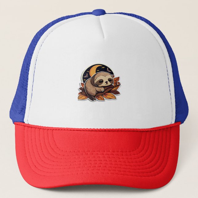 sloth pumpkin Halloween sticker style 2 Classic T- Trucker Hat (Front)
