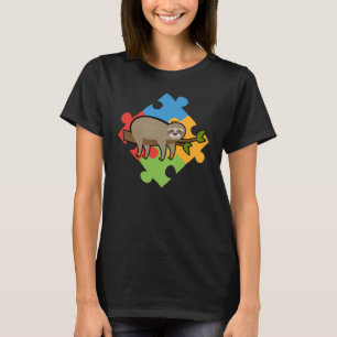 Sloth Puzzle Cute Autism Awareness Day T-Shirt