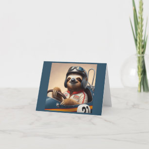 Sloth Racecar Driver Card