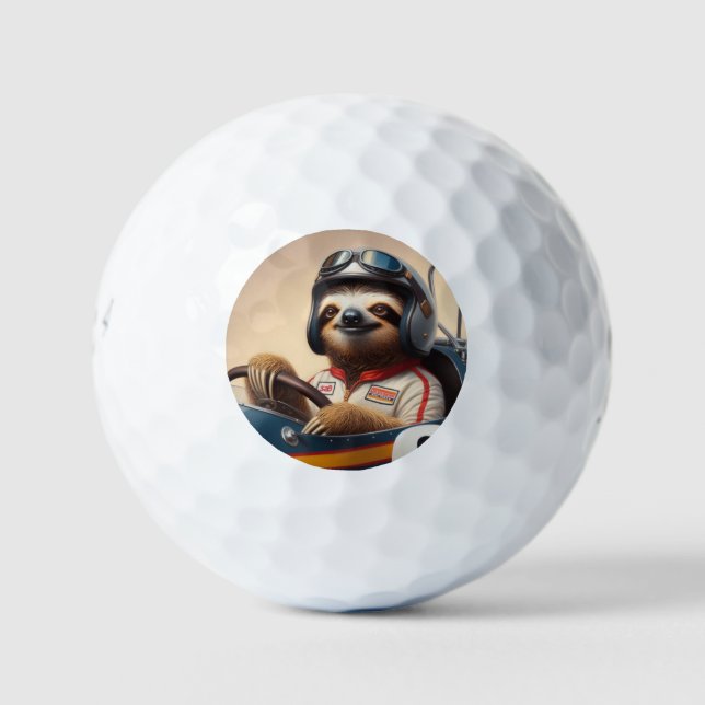 Sloth Racecar Driver Golf Balls (Front)