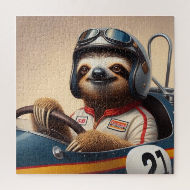Sloth Racecar Driver Jigsaw Puzzle (Vertical)