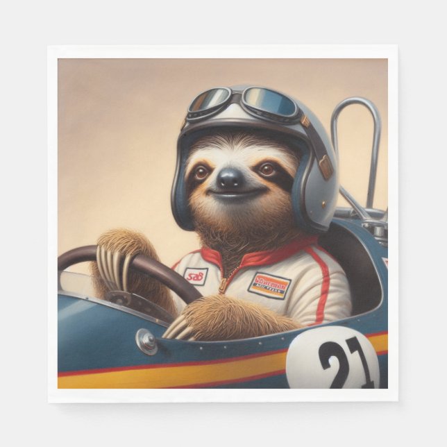 Sloth Racecar Driver Napkin (Front)
