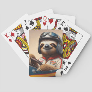 Sloth Racecar Driver Playing Cards