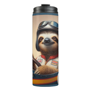 Sloth Racecar Driver Thermal Tumbler