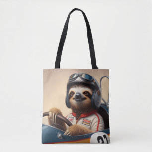 Sloth Racecar Driver Tote Bag
