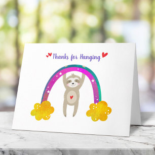 Sloth Rainbow Baby Shower Boho Cute Simple Modern  Thank You Card