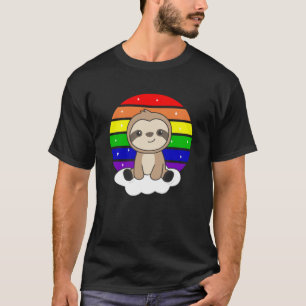 Sloth Rainbow Glitter Kawaii Sloth Colorful T-Shirt