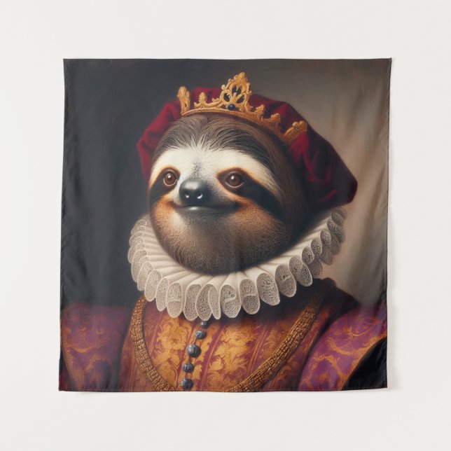 Sloth Renaissance King Tapestry (Front)