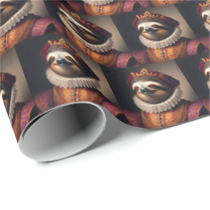 Sloth Renaissance King Wrapping Paper