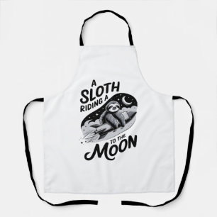 Sloth Riding a Rocket to the Moon Apron