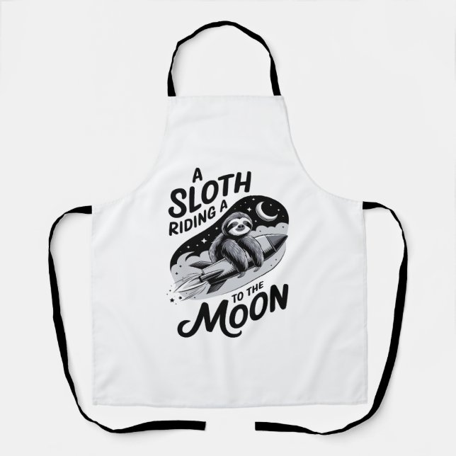 Sloth Riding a Rocket to the Moon Apron (Front)