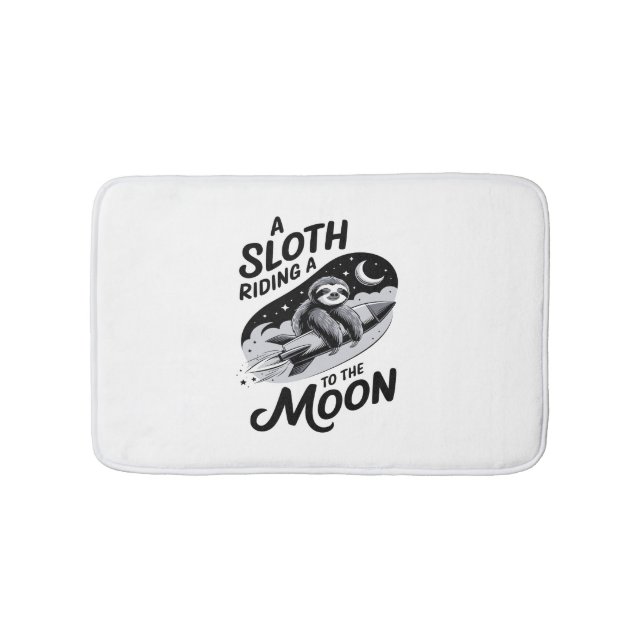 Sloth Riding a Rocket to the Moon Bath Mat (Front)
