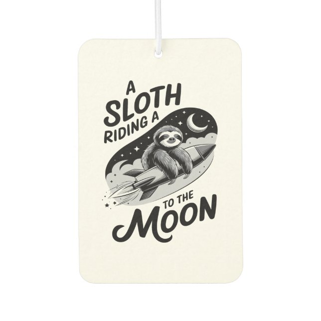 Sloth Riding a Rocket to the Moon Car Air Freshener (Front)