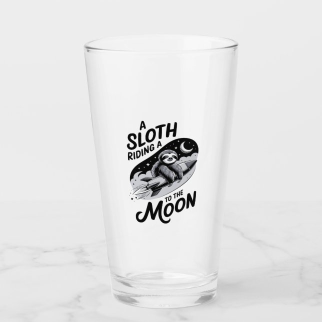 Sloth Riding a Rocket to the Moon Glass (Front)