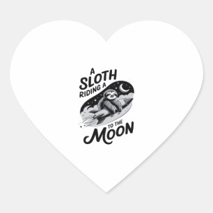 Sloth Riding a Rocket to the Moon Heart Sticker