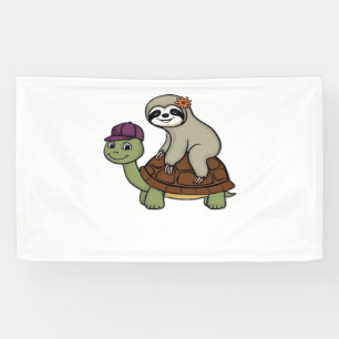 Sloth riding a turtle Classic T-Shirt Banner