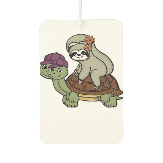 Sloth riding a turtle Classic T-Shirt Car Air Freshener (Front)