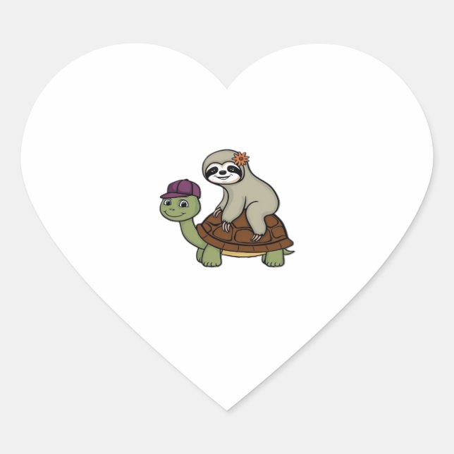 Sloth riding a turtle Classic T-Shirt Heart Sticker (Front)