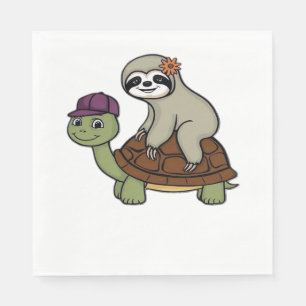 Sloth riding a turtle Classic T-Shirt Napkin