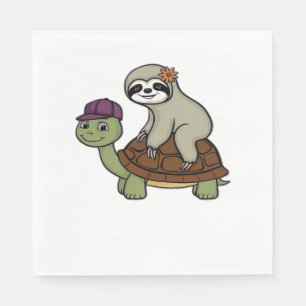 Sloth riding a turtle Classic T-Shirt Napkin