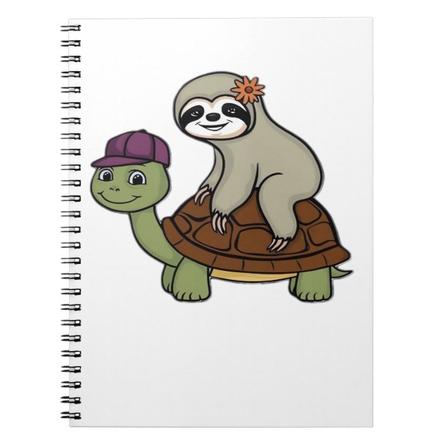 Sloth riding a turtle Classic T-Shirt Notebook (Front)