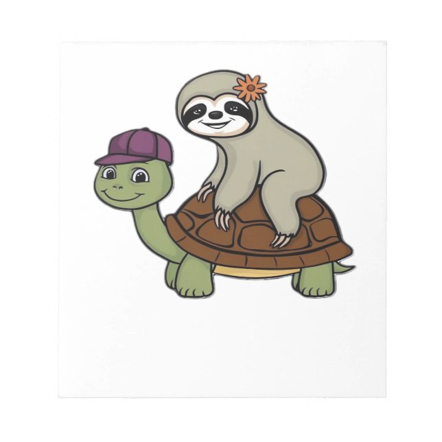 Sloth riding a turtle Classic T-Shirt Notepad (Front)