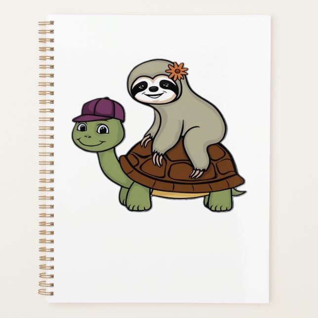 Sloth riding a turtle Classic T-Shirt Planner (Front)