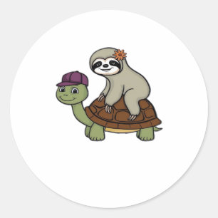 Sloth riding a turtle Classic T-Shirt Round Sticker