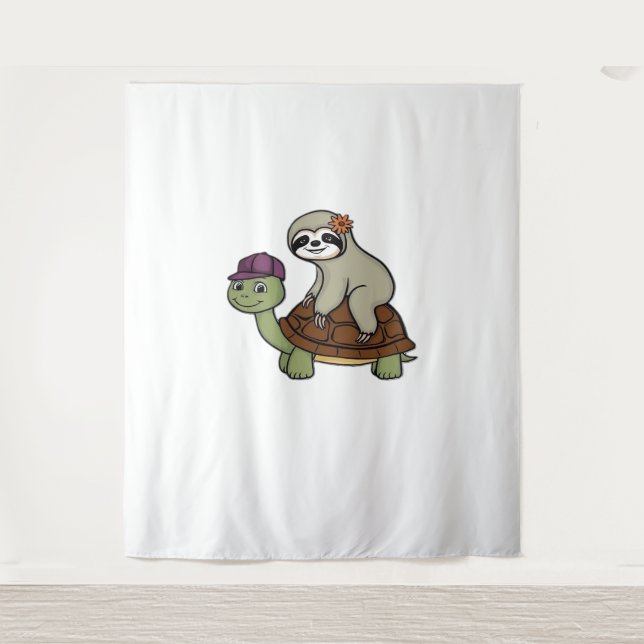 Sloth riding a turtle Classic T-Shirt Tapestry (Front)