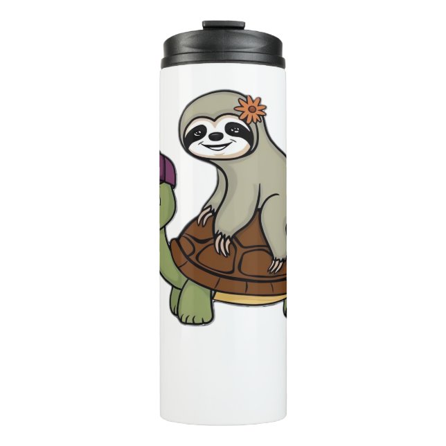 Sloth riding a turtle Classic T-Shirt Thermal Tumbler (Front)